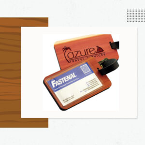 Wood Luggage Tag w/ Vinyl Sleeve Back for Card Insertion