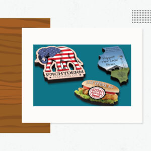 Custom Shaped Wood Magnets in Full Color - Custom Logo Wood Products