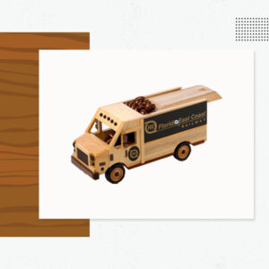Wood Delivery Van With a Sliding Lid - Custom Logo Wood Products