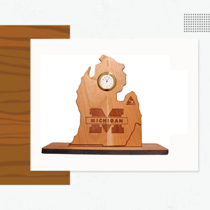 Harwood Desktop Clocks in Shape of All States - Custom Logo Wood Products