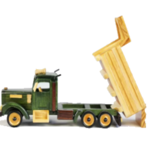 GREEN WOODEN TOY DUMP TRUCK